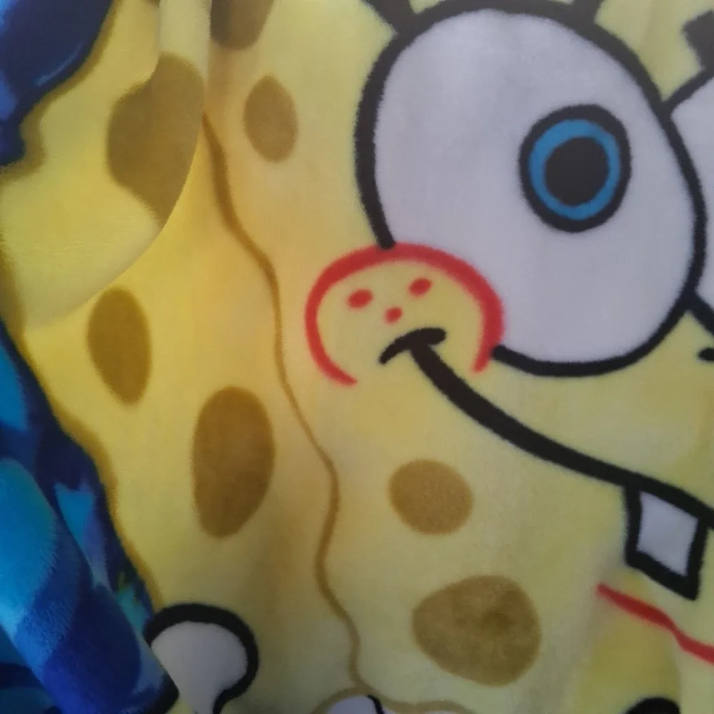 SpongeBob SquarePants Plush Throw Blanket The Northwest Company 2003 Blue Yellow